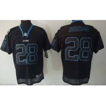 Nike Tennessee Titans #28 Chris Johnson Lights Out Black Elite Jersey