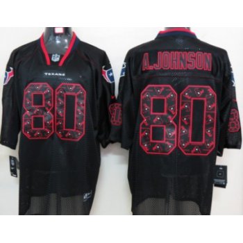 Nike Houston Texans #80 Andre Johnson Lights Out Black Ornamented Elite Jersey