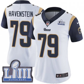 #79 Limited Rob Havenstein White Nike NFL Road Women's Jersey Los Angeles Rams Vapor Untouchable Super Bowl LIII Bound