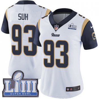 #93 Limited Ndamukong Suh White Nike NFL Road Women's Jersey Los Angeles Rams Vapor Untouchable Super Bowl LIII Bound