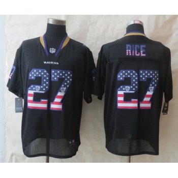 Nike Baltimore Ravens #27 Ray Rice 2014 USA Flag Fashion Black Elite Jersey