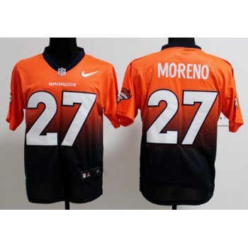 Nike Denver Broncos #27 Knowshon Moreno Orange/Blue Fadeaway Elite Jersey