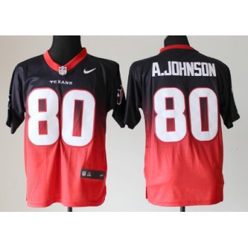 Nike Houston Texans #80 Andre Johnson Blue/Red Fadeaway Elite Jersey