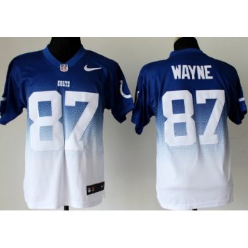 Nike Indianapolis Colts #87 Reggie Wayne Blue/White Fadeaway Elite Jersey