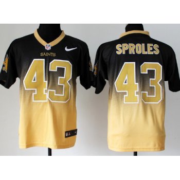 Nike New Orleans Saints #43 Darren Sproles Black/Gold Fadeaway Elite Jersey