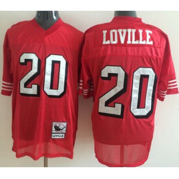 San Francisco 49ers #20 Derek Loville Red Throwback Jersey