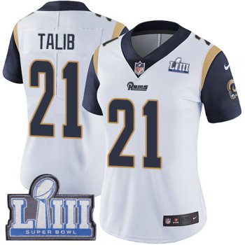 #21 Limited Aqib Talib White Nike NFL Road Women's Jersey Los Angeles Rams Vapor Untouchable Super Bowl LIII Bound