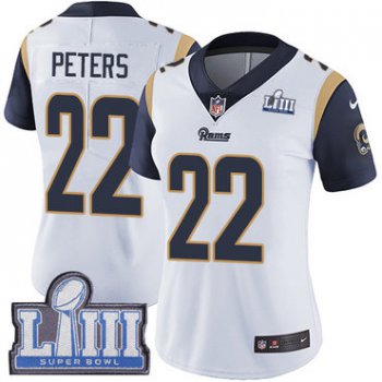 #22 Limited Marcus Peters White Nike NFL Road Women's Jersey Los Angeles Rams Vapor Untouchable Super Bowl LIII Bound