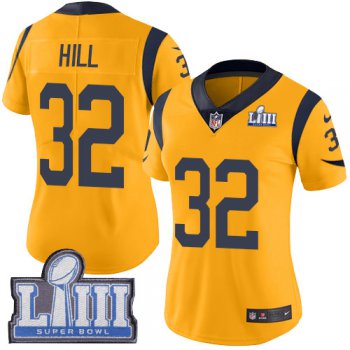 #32 Limited Troy Hill Gold Nike NFL Women's Jersey Los Angeles Rams Rush Vapor Untouchable Super Bowl LIII Bound