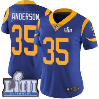 #35 Limited C.J. Anderson Royal Blue Nike NFL Alternate Women's Jersey Los Angeles Rams Vapor Untouchable Super Bowl LIII Bound