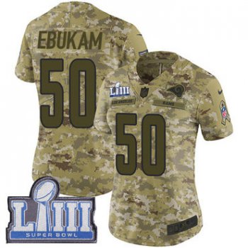 #50 Limited Samson Ebukam Camo Nike NFL Women's Jersey Los Angeles Rams 2018 Salute to Service Super Bowl LIII Bound