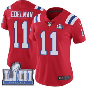 Women's New England Patriots #11 Julian Edelman Red Nike NFL Alternate Vapor Untouchable Super Bowl LIII Bound Limited Jersey