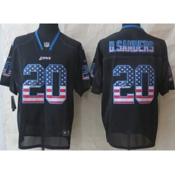 Nike Detroit Lions #20 Barry Sanders 2014 USA Flag Fashion Black Elite Jersey