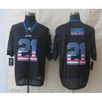 Nike Detroit Lions #21 Reggie Bush 2014 USA Flag Fashion Black Elite Jersey