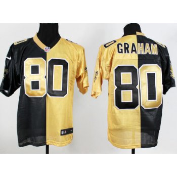 Nike New Orleans Saints #80 Jimmy Graham Black/Gold Two Tone Elite Jersey