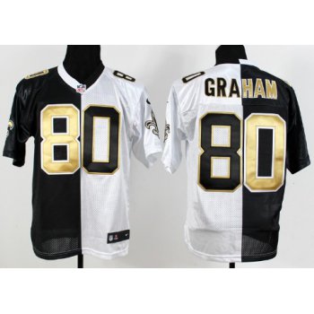 Nike New Orleans Saints #80 Jimmy Graham Black/White Two Tone Elite Jersey