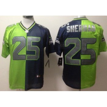 Nike Seattle Seahawks #25 Richard Sherman Green/Navy Blue Two Tone Elite Jersey