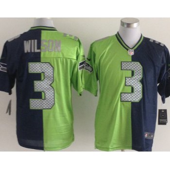 Nike Seattle Seahawks #3 Russell Wilson Green/Navy Blue Two Tone Elite Jersey