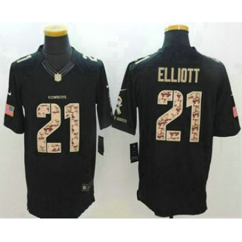 Men's Dallas Cowboys #21 Ezekiel Elliott Black Salute To Service Stitched NFL Nike Limited Jersey