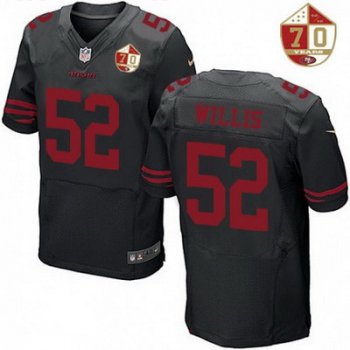 Men's San Francisco 49ers #52 Patrick Willis Black Color Rush 70th Anniversary Patch Stitched NFL Nike Elite Jersey