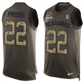 Men's Seattle Seahawks #22 C.J.Prosise Green Salute to Service Hot Pressing Player Name & Number Nike NFL Tank Top Jersey