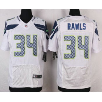 Men's Seattle Seahawks #34 Thomas Rawls White Road NFL Nike Elite Jersey