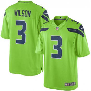 Men's Seattle Seahawks #3 Russell Wilson Nike Green Color Rush Limited Jersey