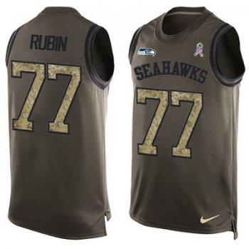 Men's Seattle Seahawks #77 Ahtyba Rubin Green Salute to Service Hot Pressing Player Name & Number Nike NFL Tank Top Jersey