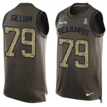 Men's Seattle Seahawks #79 Garry Gilliam Green Salute to Service Hot Pressing Player Name & Number Nike NFL Tank Top Jersey