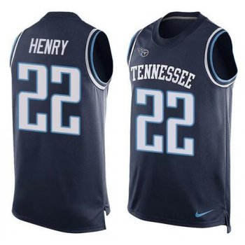 Men's Tennessee Titans #22 Derrick Henry Navy Blue Hot Pressing Player Name & Number Nike NFL Tank Top Jersey