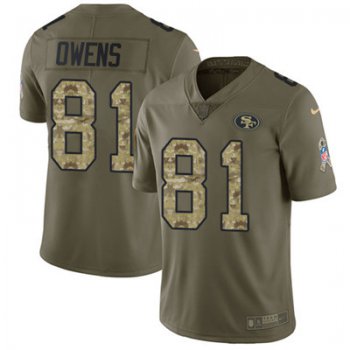 Nike 49ers #81 Terrell Owens Olive Camo Men's Stitched NFL Limited 2017 Salute To Service Jersey