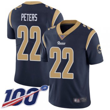 Nike Rams #22 Marcus Peters Navy Blue Team Color Men's Stitched NFL 100th Season Vapor Limited Jersey