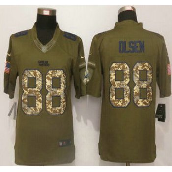 Men's Carolina Panthers #88 Greg Olsen Green Salute to Service 2015 NFL Nike Limited Jersey