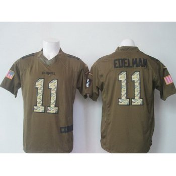 Men's New England Patriots #11 Julian Edelman Green Salute To Service 2015 NFL Nike Limited Jersey