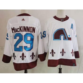 Men's Colorado Avalanche #29 Nathan MacKinnon White 2021 Retro Stitched NHL Jersey