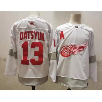 Men's Detroit Red Wings #13 Pavel Datsyuk White Adidas 2020-21 Alternate Authentic Player NHL Jersey