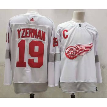 Men's Detroit Red Wings #19 Steve Yzerman White Adidas 2020-21 Alternate Authentic Player NHL Jersey