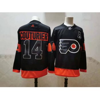 Men's Philadelphia Flyers #14 Sean Couturier Black Adidas 2020-21 Stitched NHL Jersey
