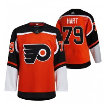 Men's Philadelphia Flyers #79 Carter Hart Orange 2021 Reverse Retro Authentic Jersey