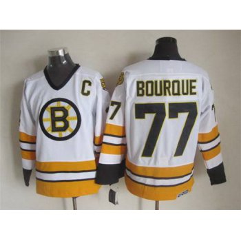 Men's Boston Bruins #77 Ray Bourque 1981-82 White CCM Vintage Throwback Jersey