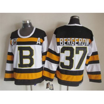 Boston Bruins #37 Patrice Bergeron White 75TH Throwback CCM Jersey