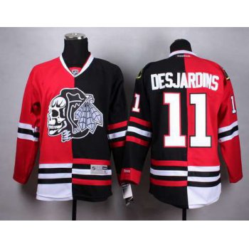 Chicago Blackhawks #11 Andrew Desjardins Red/Black Two Tone With Black Skulls Jersey