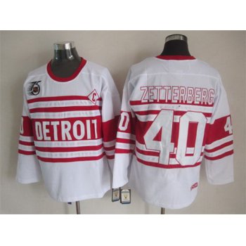 Detroit Red Wings #40 Henrik Zetterberg White 75TH Throwback CCM Jersey