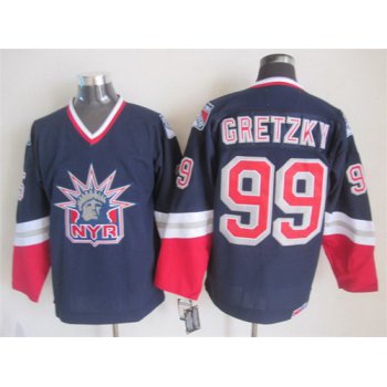 New York Rangers #99 Wayne Gretzky Navy Blue Throwback CCM Jersey