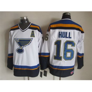 St. Louis Blues #16 Brett Hull 2014 White Throwback CCM Jersey