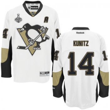 Men's Pittsburgh Penguins #14 Chris Kunitz White Road 2017 Stanley Cup NHL Finals A Patch Jersey
