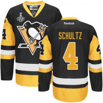 Men's Pittsburgh Penguins #4 Justin Schultz Black Third 2017 Stanley Cup NHL Finals Patch Jersey