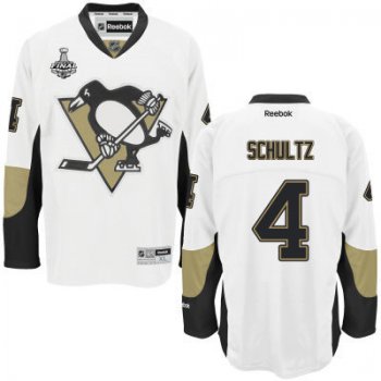 Men's Pittsburgh Penguins #4 Justin Schultz White Road 2017 Stanley Cup NHL Finals Patch Jersey