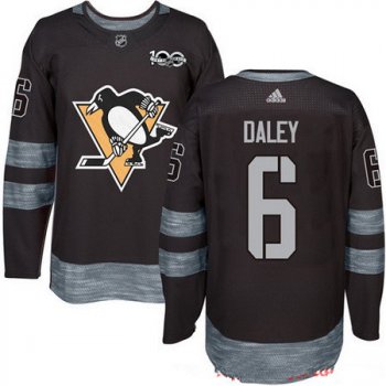Men's Pittsburgh Penguins #6 Trevor Daley Black 100th Anniversary Stitched NHL 2017 adidas Hockey Jersey