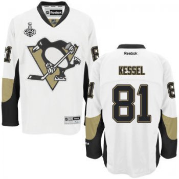 Men's Pittsburgh Penguins #81 Phil Kessel White Road 2017 Stanley Cup NHL Finals Patch Jersey